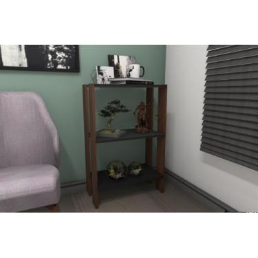 Imagem de Estante baixa adonai preto/nogueira - Artysul Móveis