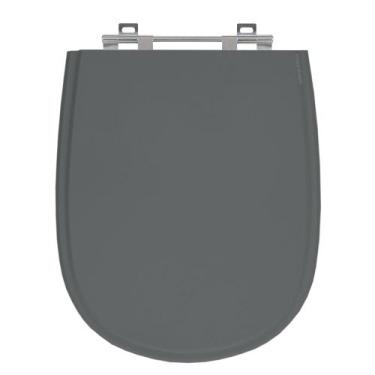 Imagem de Assento Sanitário Ezedra Cinza Escuro Tampa para Vaso Ideal de Madeira