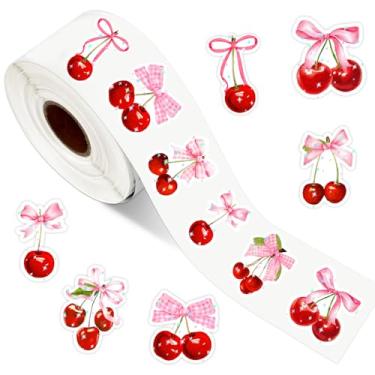 Imagem de JarThenaAMCS 1000 pçs adesivo de cereja coquete laser rosa arco papel decalque bonito holográfico fruta adesivo selo adesivo para planejador recompensa envelope scrapbook suprimentos faça você mesmo,