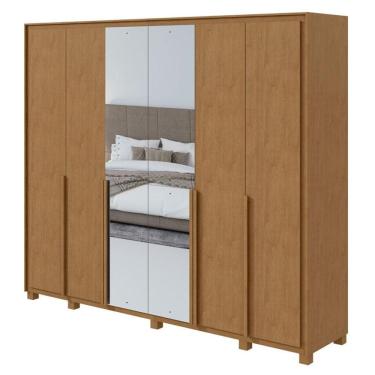 Imagem de Guarda Roupa Casal Imperatore 3 Portas Amêndoa Clean com Espelho e Pés – Lopas