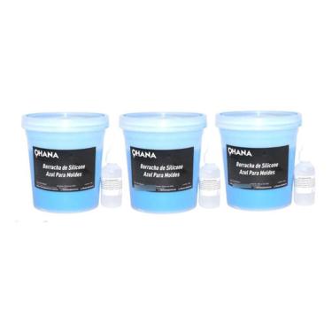 Imagem de Kit 3 Borrachas e Silicone Azul Moldes E Artesanato 1,060Kg