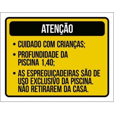 Imagem de Kit 3 Placas Atenção Cuidado Crianças Espreguiçadeiras 36X46
