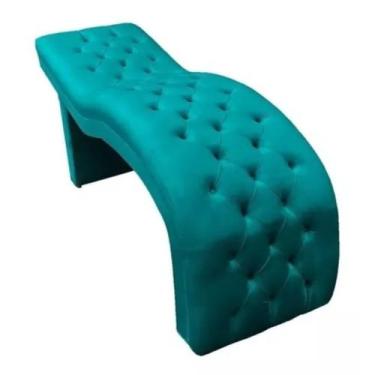 Imagem de Maca para Estética Luxo Veludo Azul Turquesa com Capitone Estofados Bo