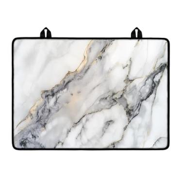 Imagem de Poceacles Capa de fogão para fogão de vidro, protetor de tampa superior de fogão elétrico de indução, resistente a óleo, resistente ao calor, lavadora e secadora, 73 cm x 53 cm, mármore cinza branco