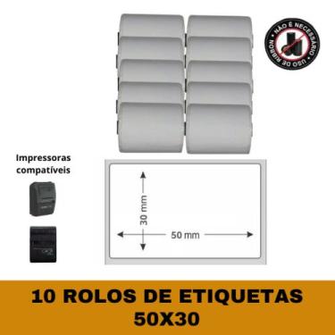 Imagem de Etiqueta Adesiva 57x30 Para Mini Impressora 58mm - 10 Rolos - TITANNET