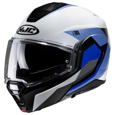 Imagem de Capacete Escamoteável HJC I100 180 Beston, Branco/Azul, 56