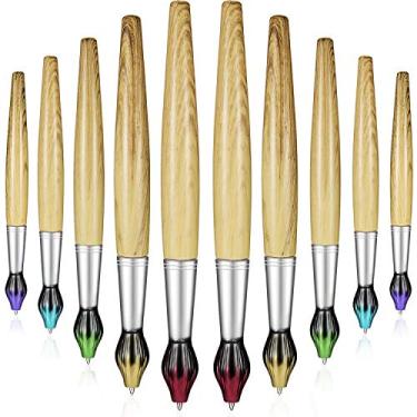 Imagem de Outus Canetas de pincel de bambu, em forma de pincel, canetas esferográficas retráteis, presentes de agradecimento para professores de arte, artigos de festa com tema de arte (10 peças)