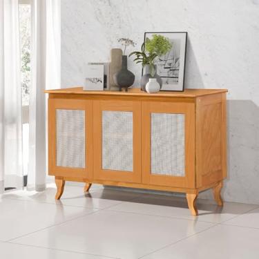 Imagem de Buffet com Tela de Rathan Sintética 3p Madeira Maciça Deltan - Imbuia