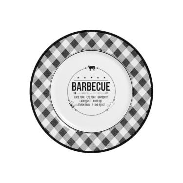 Imagem de Prato Sobremesa Cerâmica Barbecue Preto/Branco 19cm - Unid.