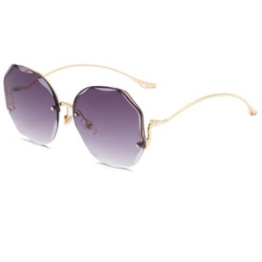 Imagem de Óculos De Sol Aviador Feminino Sem Aro Degradê Ondulado - DEGRADE, 5, 