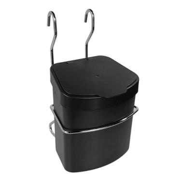 Imagem de Lixeira Preta 2,5L Com Suporte Cromado Para Barra Parede Cozinha - 240
