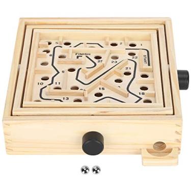 Imagem de Game Labirinto de Maze Labyrinth Rastreio Puzzle Puzzle Gaming Educational Toy for Kids Adults Wood Material 21 x 21 x 5 2cm Inclui 2 bolas de aço