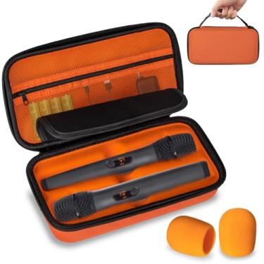 Imagem de Lebared Estojo Para Microfone Sem Fio Compatível Com O Sistema Jbl Two, Bolsa De Viagem Duplo Portátil Receptores Canto Ou Karaokê, Adaptadores, Pilhas Aa - Laranja Iluminado (Somente Na Caixa)