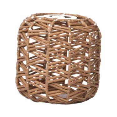 Imagem de Fenteer Imitação de rattan tecido abajur pingente luz capa artesanal boho abajur rústico para restaurante sala estar, Style B