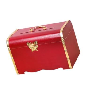 Imagem de Fenteer Caixa de armazenamento de bugigangas, de de madeira vintage, cofrinho para crianças, caixa de armazenamento de madeira para lembrancinhas, L