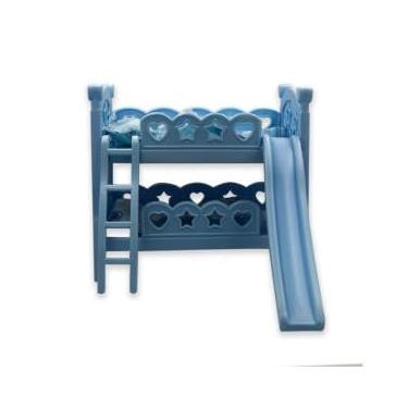 Imagem de Berço de Boneca Beliche com Escorregador, Azul, 28 cm x 31 cm, Inclui Colchão
