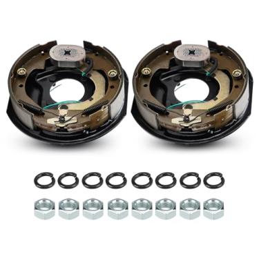 Imagem de SEHNSUCHT Travões elétricos de reboque, 1 par de conjunto de freio elétrico de montagem de 4 furos 25,4 cm x 6,3 cm para eixo de 1,6 kg (conjunto 2: 1 esquerda + 1 direita)