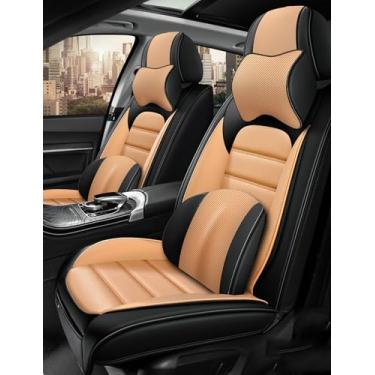 Imagem de Cobertura total de capas de assento de carro conjunto completo à prova d'água, capas de assento automotivo de couro luxuoso protetor de assento de carro, conjuntos de capas de assentos dianteiros e