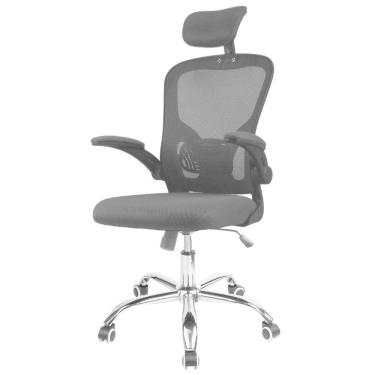 Imagem de Cadeira Escritório Detroit Presidente C/ Braços Fratini Encosto Tela Mesh Preta Base Cromada Rodízio