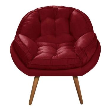 Imagem de Poltrona Decorativa Flórida Em Tecido Suede Pés Madeira