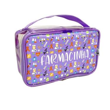 Imagem de Necessaire Farmacinha Porta Remédio Transparente Lilás - Gicalli