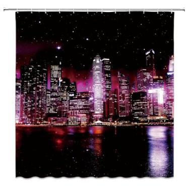 Imagem de Cortina de chuveiro de paisagem City Bridge Building Cortinas de banho Retro Preto Branco Foto Decorações de banheiro Cortina, 3478W,W90xH180cm