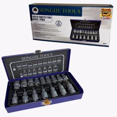 Imagem de Kit Jogo Soquetes Torx Macho / Femea - 16 Peças + Maleta - Songhe tool