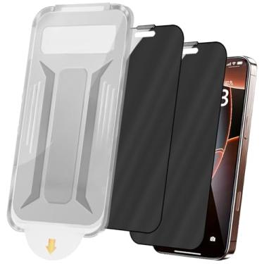 Imagem de YIEDBCX Pacote com 2 protetores de tela de privacidade de 360 graus para iPhone 16 Pro Max, kit de alinhamento automático de filme de vidro temperado, eliminação automática de poeira de 6,9 polegadas