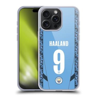 Imagem de Head Case Designs Capa de gel macia oficialmente licenciada pelo Manchester City Man City FC Erling Haaland 2024/25 Players Home Kit compatível com Apple iPhone 15 Pro Max