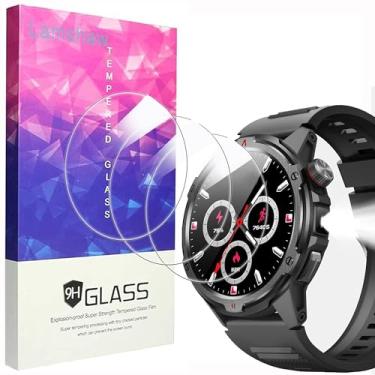 Imagem de Lamshaw Compatível com protetor de tela para relógio inteligente AOLON Tetra R4, [pacote com 3] Película protetora de tela de vidro temperado 9H compatível com relógio inteligente AOLON Tetra R4 de