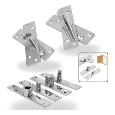 Imagem de Dobradiça Porta Com Rolamento Aço Inox 200Kg Pivô Invisível