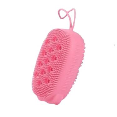 Imagem de Bucha Esponja de Banho Massageadora de Silicone – Escova de Silicone Macia, Ideal para Esfoliação e Massagem, Super Higiênica, Portátil e de Fácil Armazenamento, Multiuso para Todo o Corpo - TYDA (ROSA)
