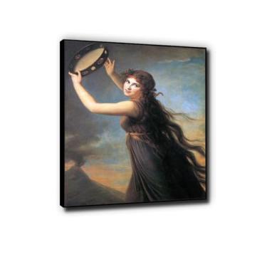 Imagem de "Portrait of Emma, Lady Hamilton as a Bacchante" por Vigee Lebrun Famosa impressão de arte de parede em tela pronta para pendurar pintura de retrato sala de estar decoração de casa 80 x 104 cm moldura