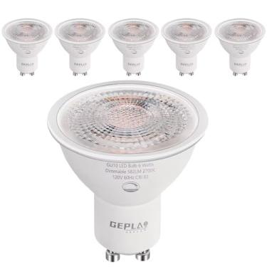 Imagem de Pacote com 6 lâmpadas LED GU10 reguláveis 6W 582LM, substituição de halogênio de 50W, holofote de 38 graus 2700K branco quente para cozinha, exaustor, iluminação de pista de sala de estar