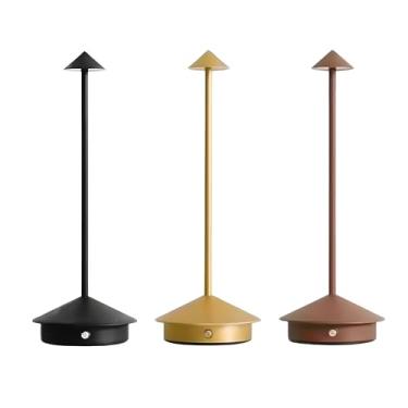 Imagem de Luminária de Mesa, Luminária Abajur, Abajur para Quarto, Luminária Sem fio, Luminária Portátil, Luminária Recarregável, Luminária para Escritório, Luminária para Restaurante. (Dourado)