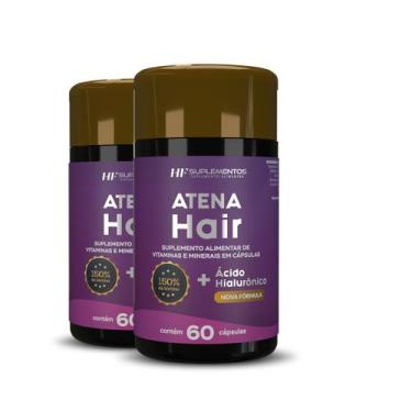 Imagem de 2x atena hair + ácido hialurônico 60 caps hf suplementos