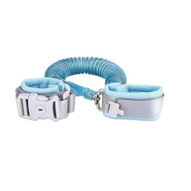 Imagem de Pulseira Guia Infantil de Segurança Anti-Perda com Chave – Ajustável, Confortável, Cinta Elástica 1.5m para Crianças e Bebês – Ideal para Passeios, Viagens e Parques (Azul)