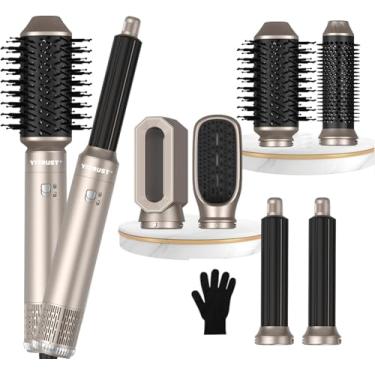 Imagem de Yitrust Escova Secadora De Cabelo 6 Em 1, Conjunto Sopro Removível, 60.000 Rpm, Ferramenta Modelagem, Modelador Profissional Ar Quente 1000 W, Automático Iônico Negativo, Alisador Redondo (Dourado)