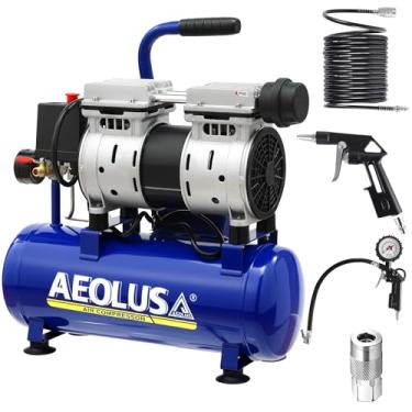 Imagem de AEOLUS A Compressor de ar ultra silencioso, 65dB, livre de óleo, acopladores rápidos, 115PSI, elétrico portátil para pneus de carro e bicicleta, pistola de pregos e ferramentas pneumáticas, garagem