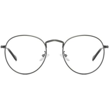 Imagem de AIEYEZO Óculos Redondos Para Mulheres E Homens, Armação De Metal Com Bloqueio Luz Azul (Metal)