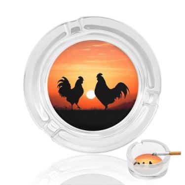 Imagem de Cinzeiro de vidro de cristal de galinhas de animais, cinzeiro redondo para fumar de vidro resistente, portátil, decorativo, moderno, para uso em casa, escritório, interior, exterior, pátio