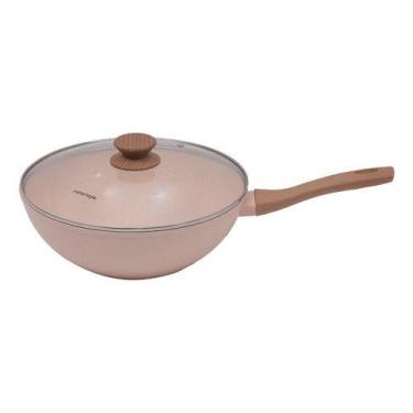 Imagem de Panela Wok Rosa 28cm Indução Alum. Cerâmico 4mm Style Cook - Mimo Styl