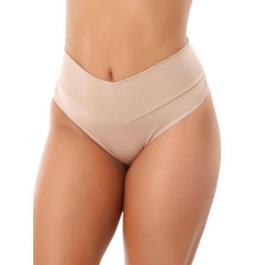 Imagem de Kit 3 Calcinha Cinta Modeladora Cós Alto Duplo Cintura Alta Tanga Conf