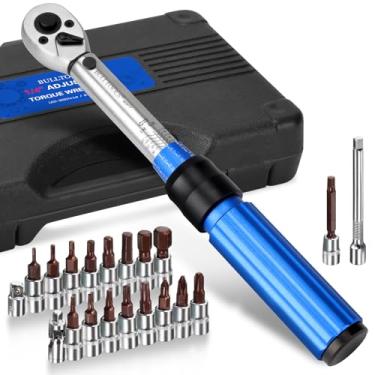 Imagem de BULLTOOLS Conjunto de chaves de torque de 1/4 polegadas, 50.8-508.0 cm.lb / 2,26-22,6 Nm polegadas Pound Torque Conjunto de chaves de torque de 90 dentes com ± 3% de precisão para reparo de bicicleta
