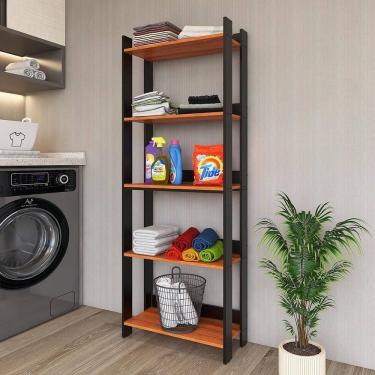 Imagem de Armario Multiuso Com 5 Prateleiras Organizador Lavanderia Preto - Nature Preto - Nature