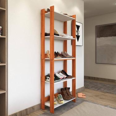 Imagem de Sapateira Multiuso Para Calçados 5 Andares Organizador Mdp 15mm Nature-branco Nature-branco