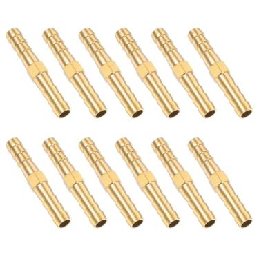 Imagem de Encaixe de farpa de mangueira de 1/4 polegada, 12 peças de emenda de latão conector farpado acessórios de mangueira de ar kit de reparo de linha de ar de jardim mangueiras estanques de água retas