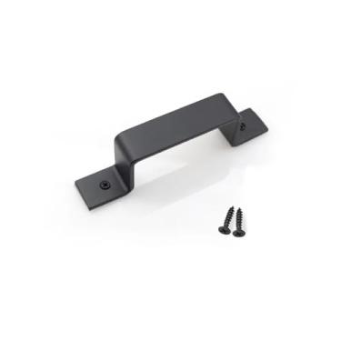 Imagem de Maçaneta de porta de celeiro simples, rústica, para porta de correr, ferragem, aço carbono preto, resistente, madeira, v