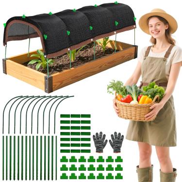 Imagem de Kit de pano de sombra de jardim atualizado 199.9 cm x 149.9 cm Pano de sombra de jardim para plantas proteção contra o calor com 5 conjuntos de aros de jardim para canteiros elevados 75% protetor