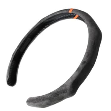 Imagem de Capa de volante de camurça esportiva de instalação rápida com listras laranja para volante de 35,5 a 38 cm para carro Sedan Coupe SUV Pickup 14,5 a 38 cm